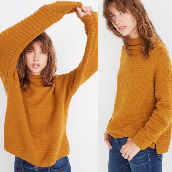 Madewell Sweaters - Madewell Belmont Mockneck Ribbed Sweater Golden Harvest Wool Blend